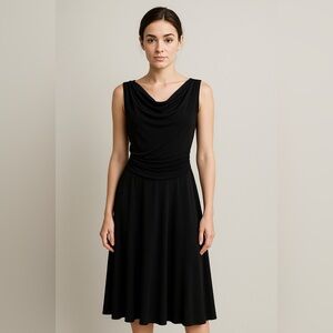 Vintage Y2K Jones New York Black Cowl Neck Midi Dress Women’s Size 8